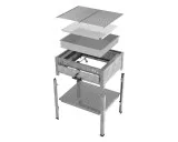 MUE Holzkohlebräter 10-fach verstellbarer Kohlekasten und Schublade